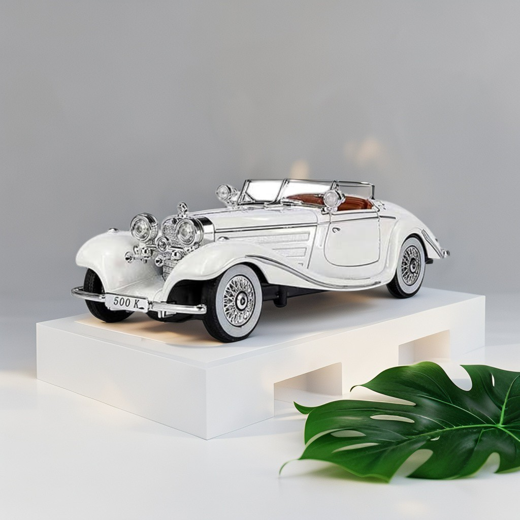 Mercedes Benz 500K Model 1:24 Scale Diecast Car - Metal Collectible | NX-N-24 - Acrylic Transparent Box.