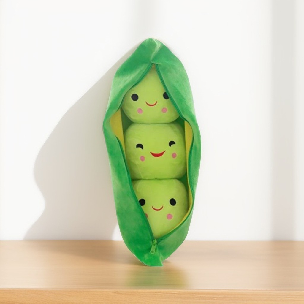 GREEN - Smiley Pea Pod Plush Toy – 25cm Detachable Bean Set | Cute Stuffed Vegetable Toy for Kids - MS14493 (Copy)