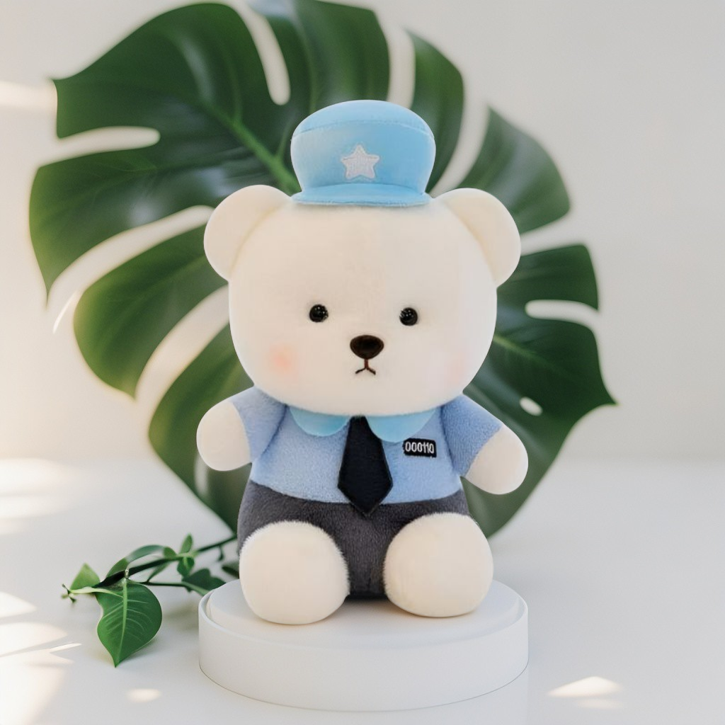 Blue - Police Officer Teddy Bear – Soft, Plush & Huggable Toy for All Ages 8 inch - MS13210.