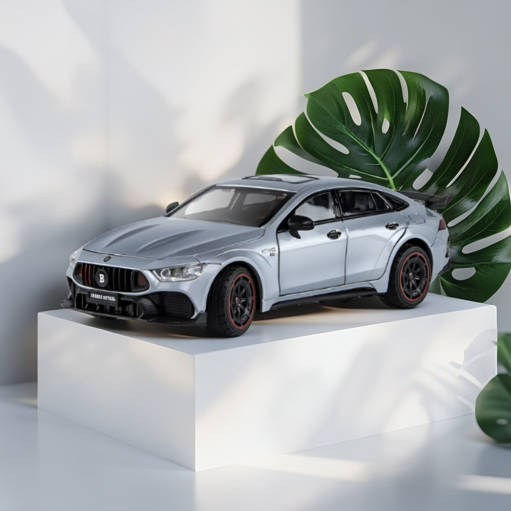 Brabus Rocket 900 – Metal Diecast Model Car Scale 1/24 with Light & Sound for Kids Silver LMI15747.