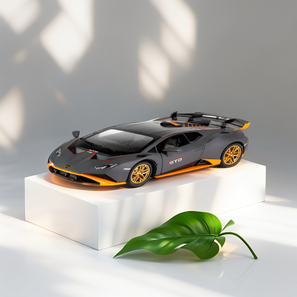 Black - Lamborghini Huracan STO Diecast Car Metal - Scale 1:24