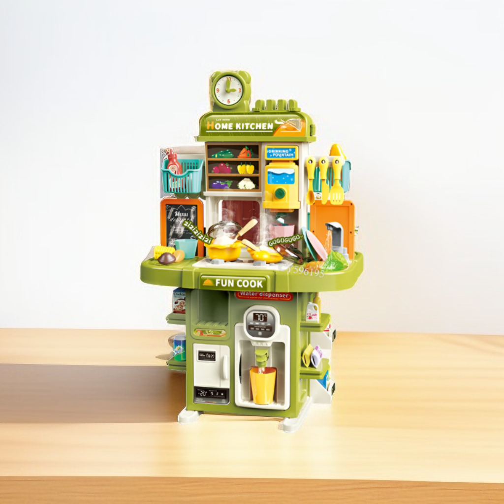 2-in-1 Kids Kitchen Playset with Water Dispenser & Accessories | Toddler Cooking Pretend Play Toy NX13727.