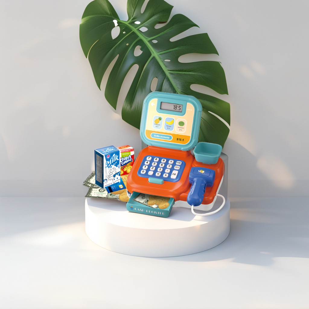 Toddler Electronic Cash Register with Calculator & Food | Learning Shopping Toy Gift LMI15523