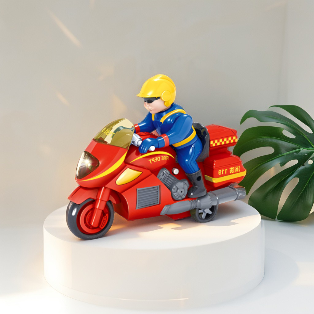 Traffo Fire Department Rescue Motorcycle Toy | Friction/Electric Motorbike with Officer Figure LMI15178