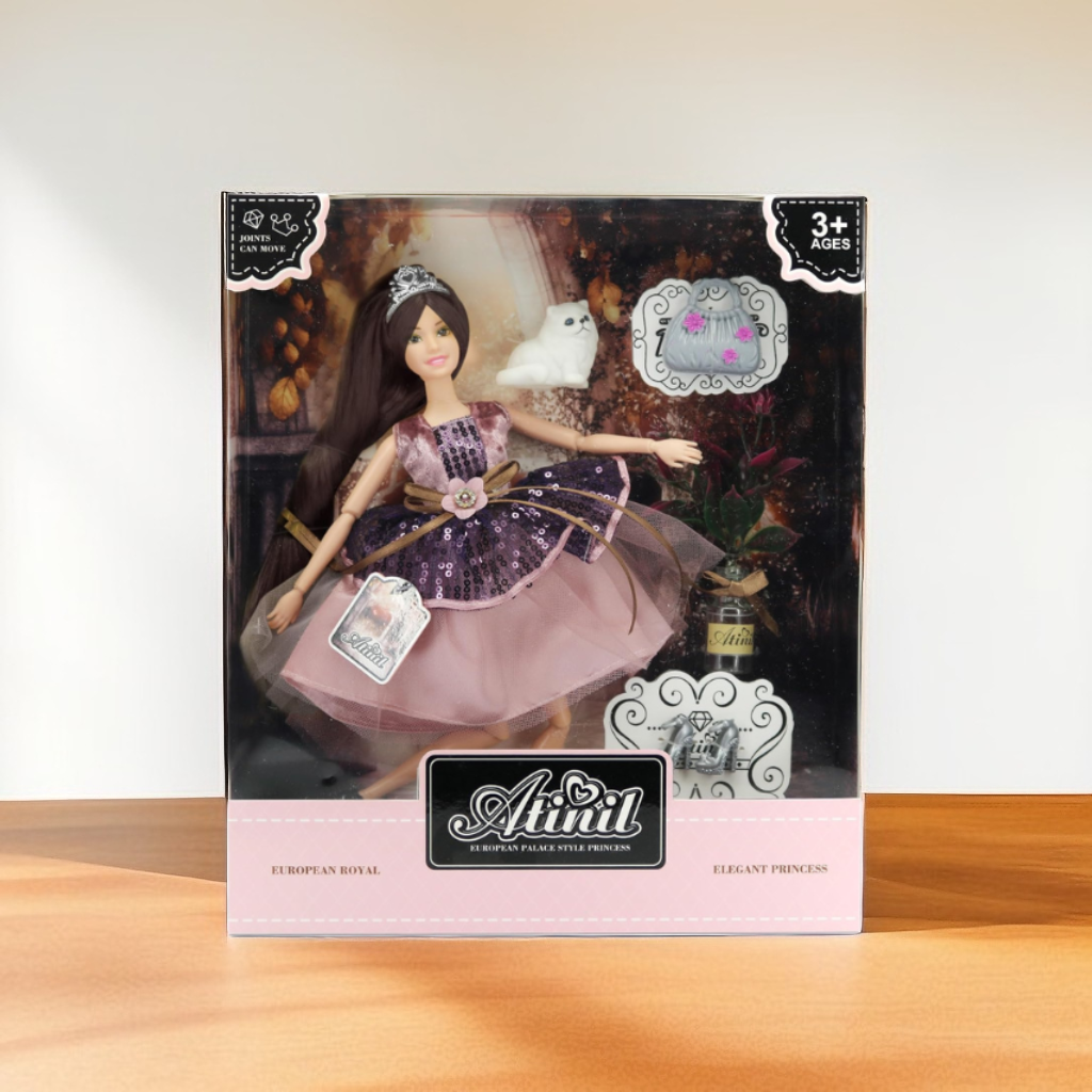 Atinil European Palace Style Princess Doll with Accessories & Pet Cat NX12662