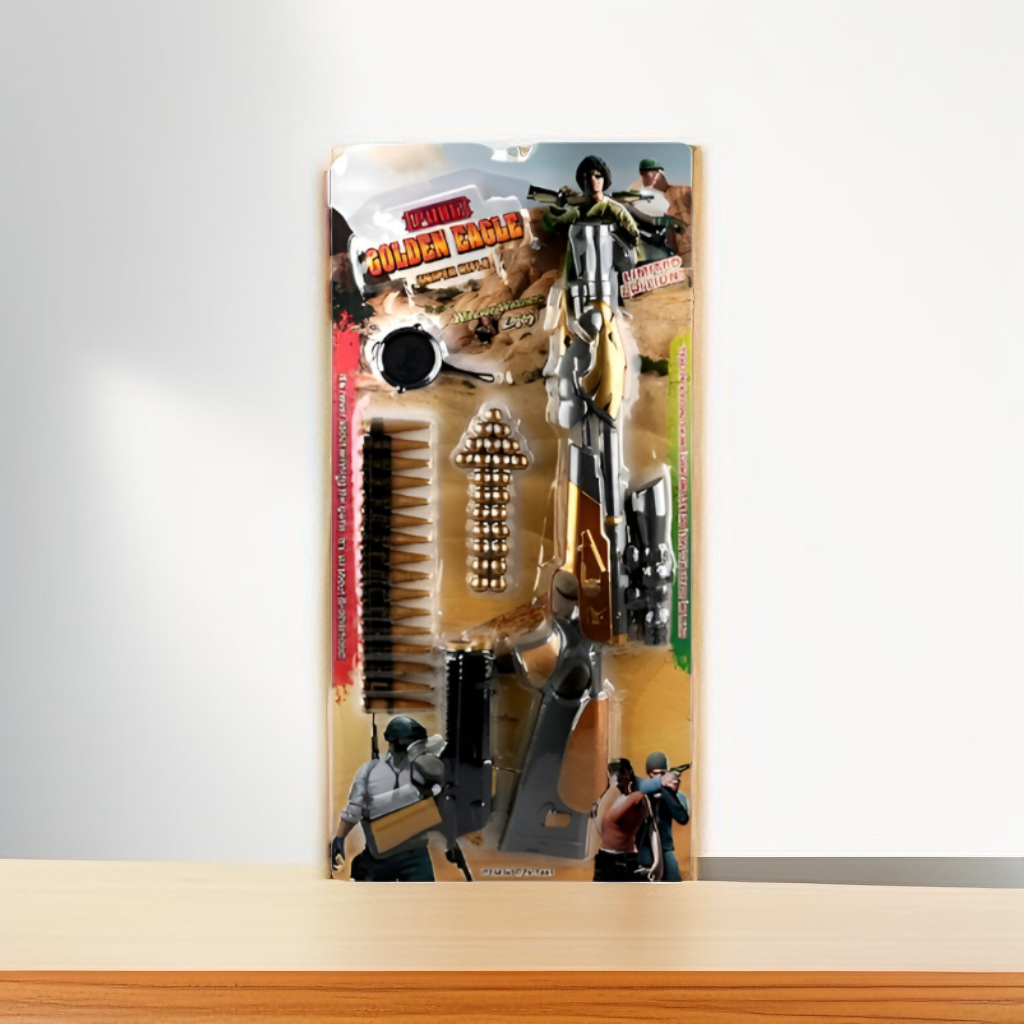 Golden Eagle Toy Gun Set | PUBG-Inspired Battle Royale Rifle, Pistol & Accessories LMI13790