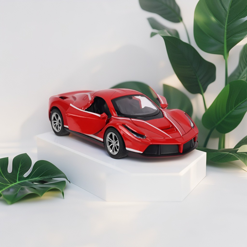 Red Ferrari LaFerrari Toy Car 1:28 Scale for Kids & Adults | Premium Pull Back Action Model LMI14892