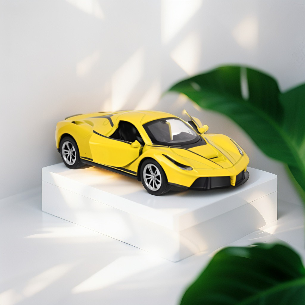 Ferrari LaFerrari Toy Car 1:28 Scale for Kids & Adults | Premium Pull Back Action Model LMI14892
