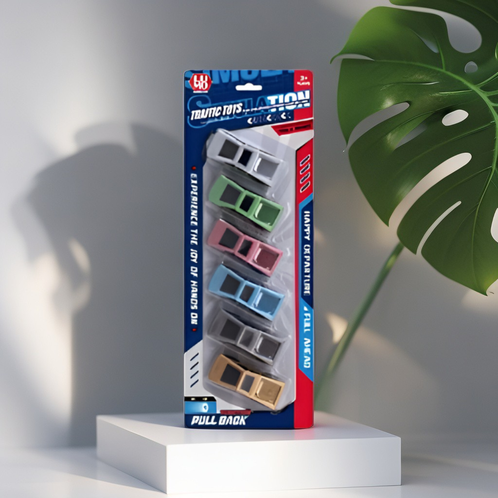 6-Pack Pull Back Toy Cars Set | Die-Cast Mini Trucks | Collectible Vehicle Playset for Kids LMI15721