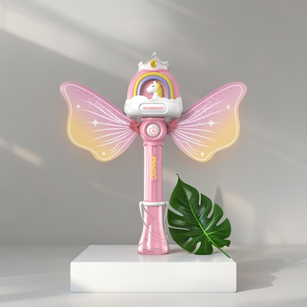 Angel Light Up Bubble Wand Toy for Kids | Flashing LED, Pink Fairy Wings & Music | Great Gift or Party Supply NX15767