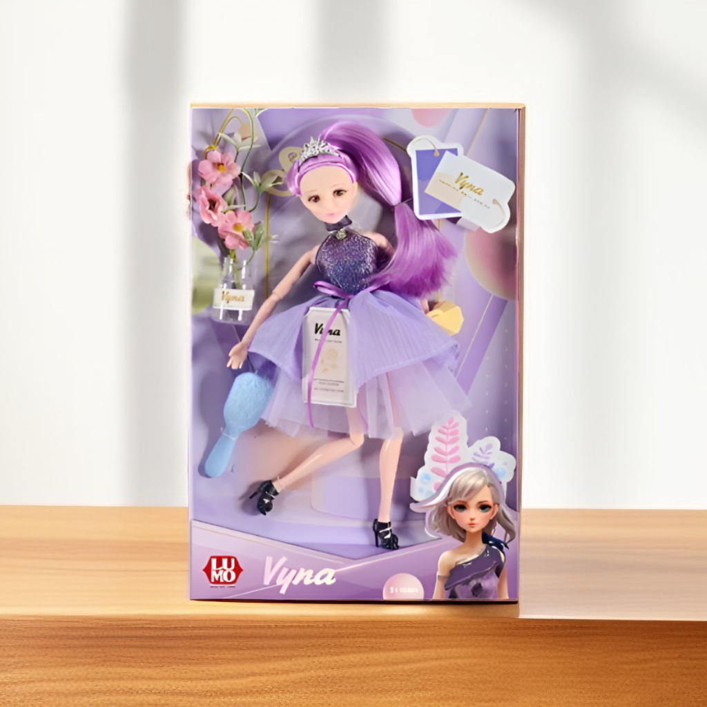 LUMO Vyna Fashion Doll with Purple Hair, Sparkle Dress & Tiara – Collectible Toy Set for Kids 3+  NX15396
