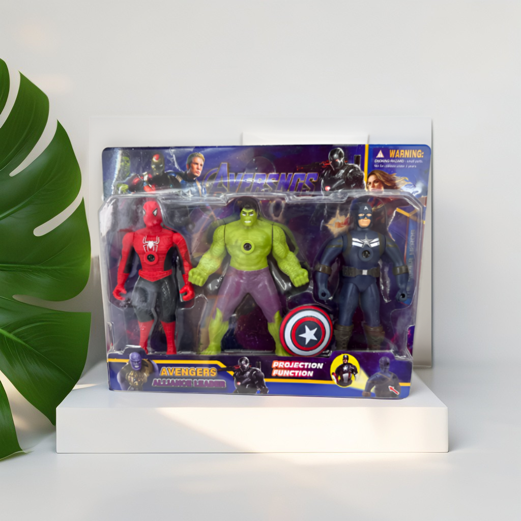 Avengers Superhero Action Figure Set – Hulk, Spider-Man & Captain America 3D Collectible Toy Set for Kids & Fans LMI15629.