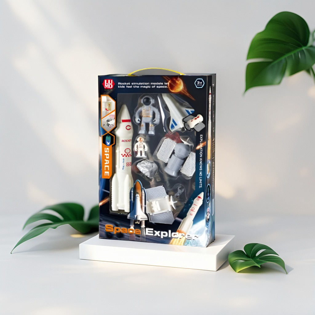 Space Explorer Toy Set – Rocket Ship, Astronaut Figures & Rover Playset for Kids | Rocket & Shuttle Adventure Kit LMI15561.