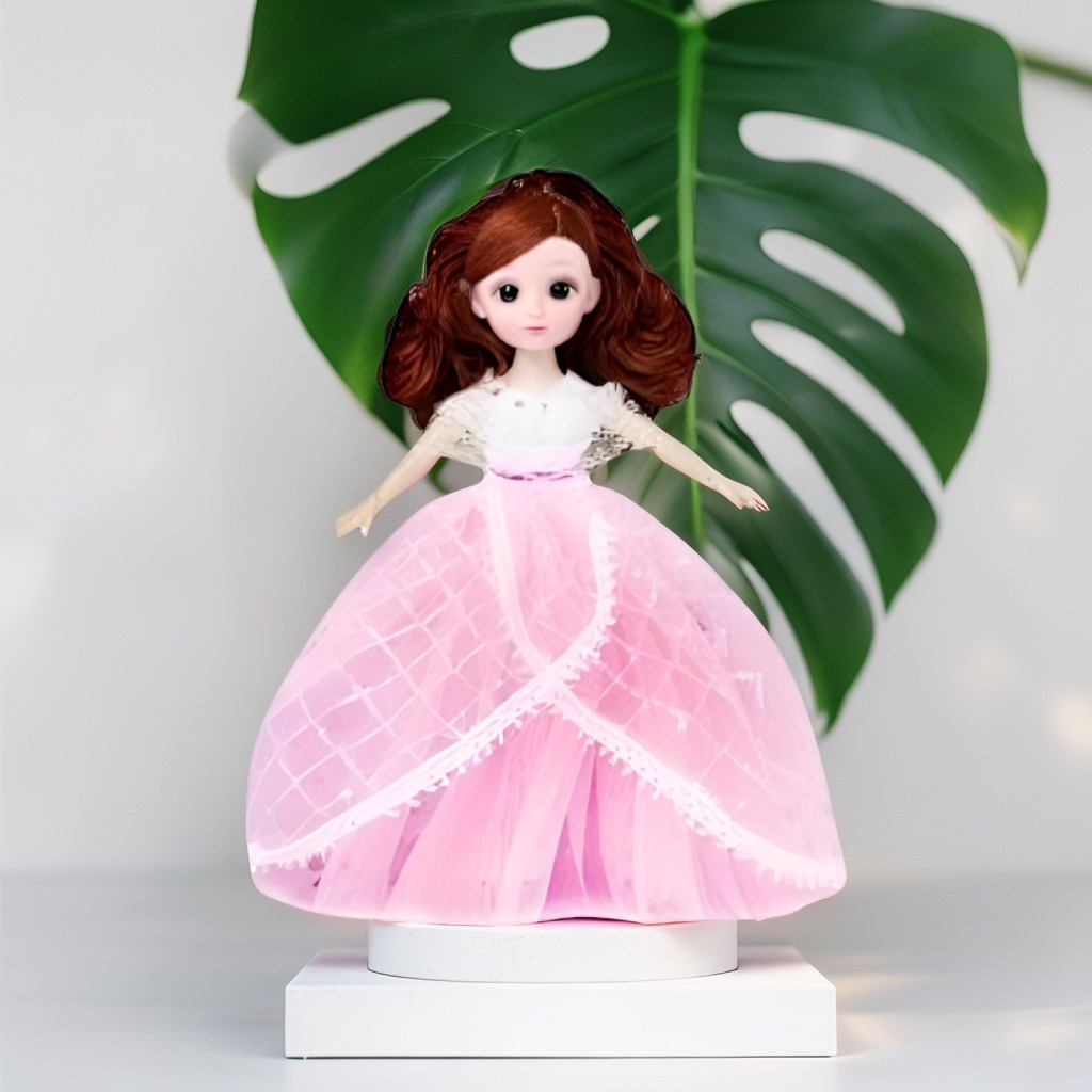 Fashion Doll in Light-Up/Glowing Pink Ball Gown | Binna "A Heavenly Beauty" Doll with Brown Hair LMI14886