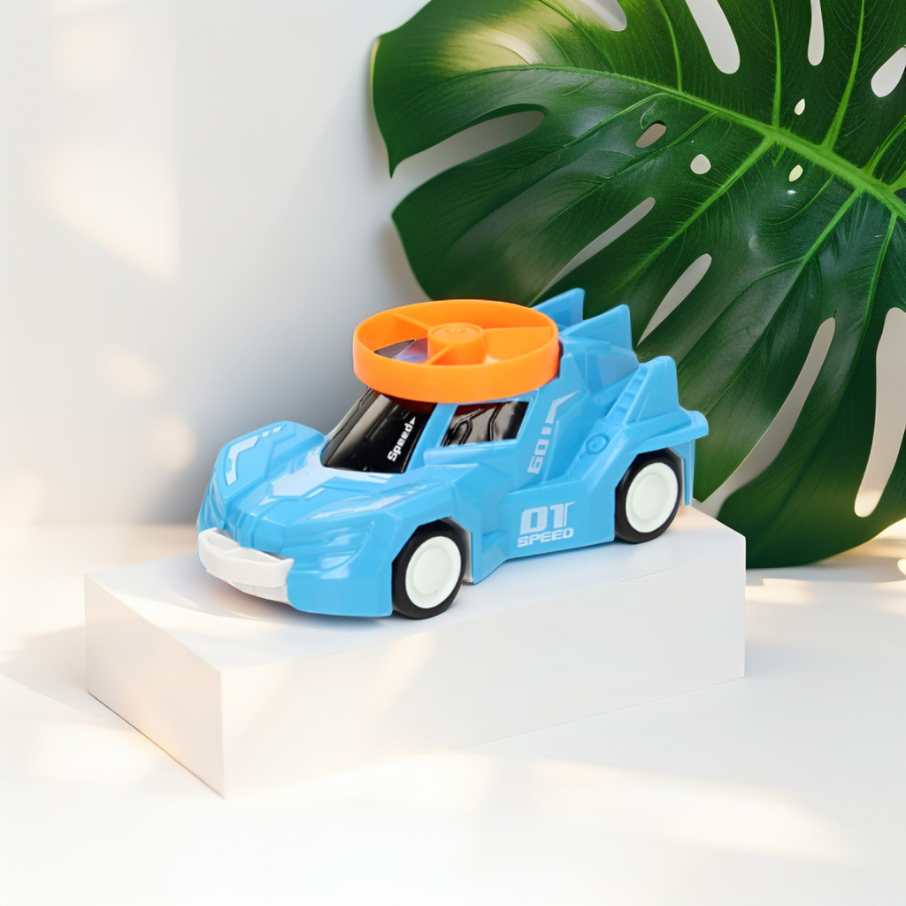 Spinning Gyro Rotary Race Car Toy - Detachable Top Launcher, High Speed Spinning Action Toy with Music LMI15502.
