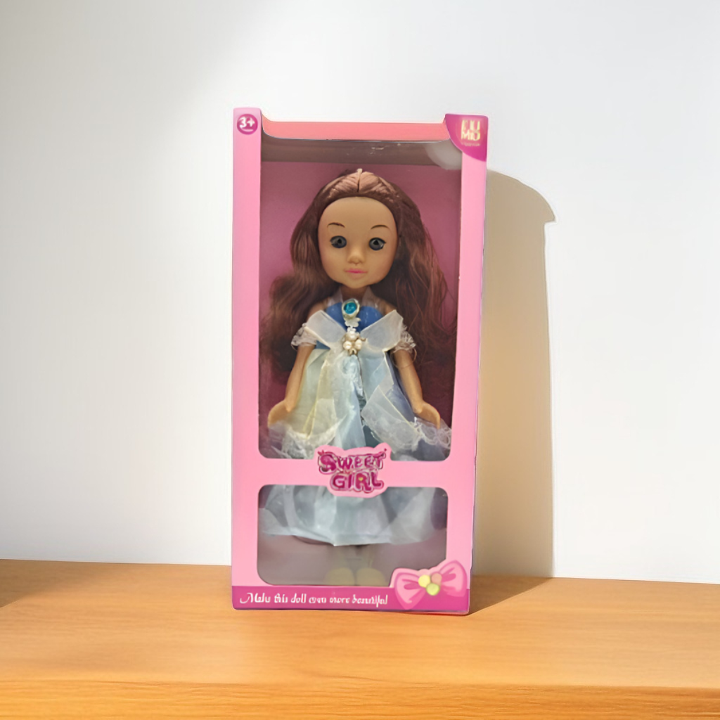 EUMO Sweet Girl Fashion Doll for Girls 3+ Years | Princess Dress-Up Toy with Long Brown Hair LMI14033