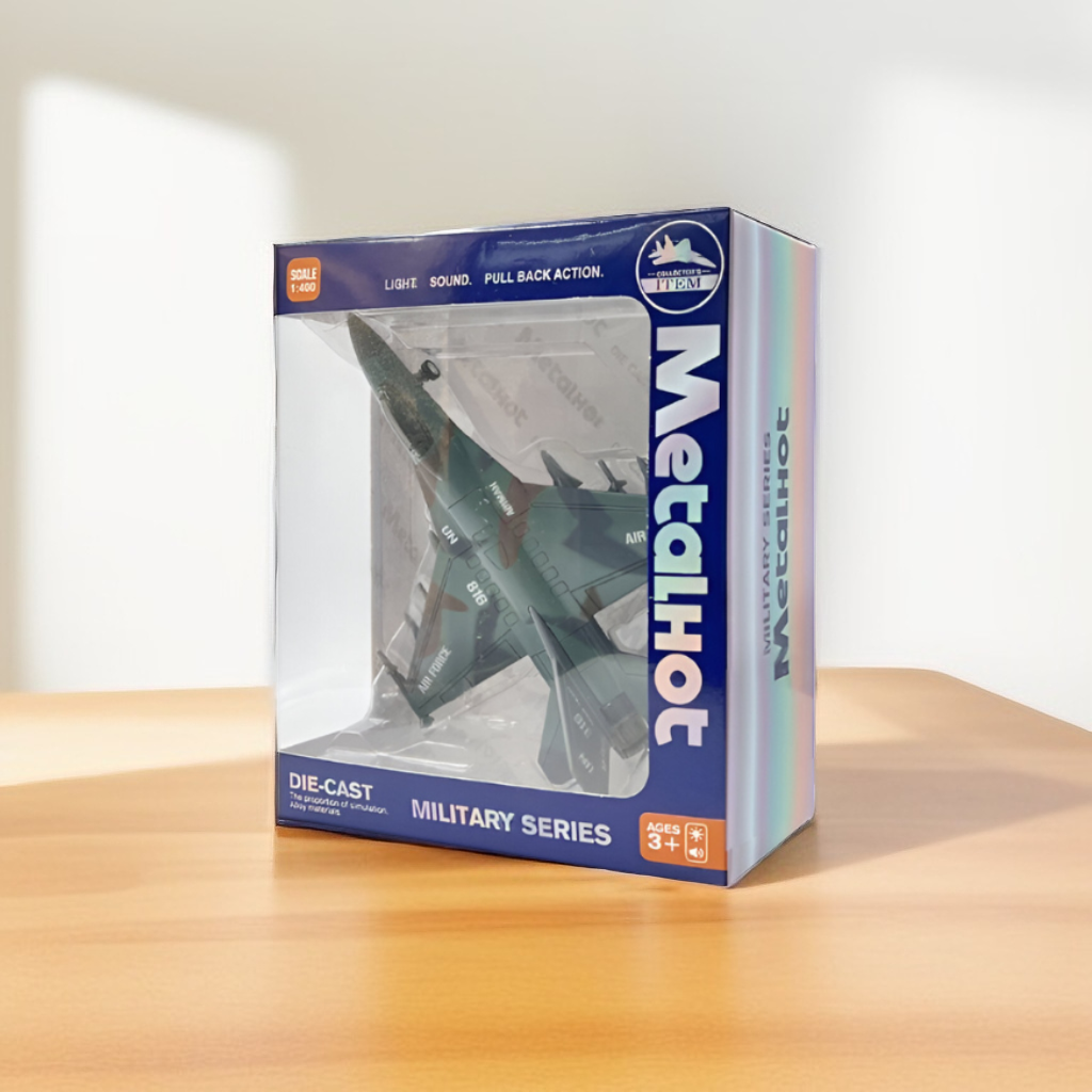 Green - Collectible MetalHO Diecast Fighter Aircraft Model | Pull-Back Action Military Toy for Kids LMI15792