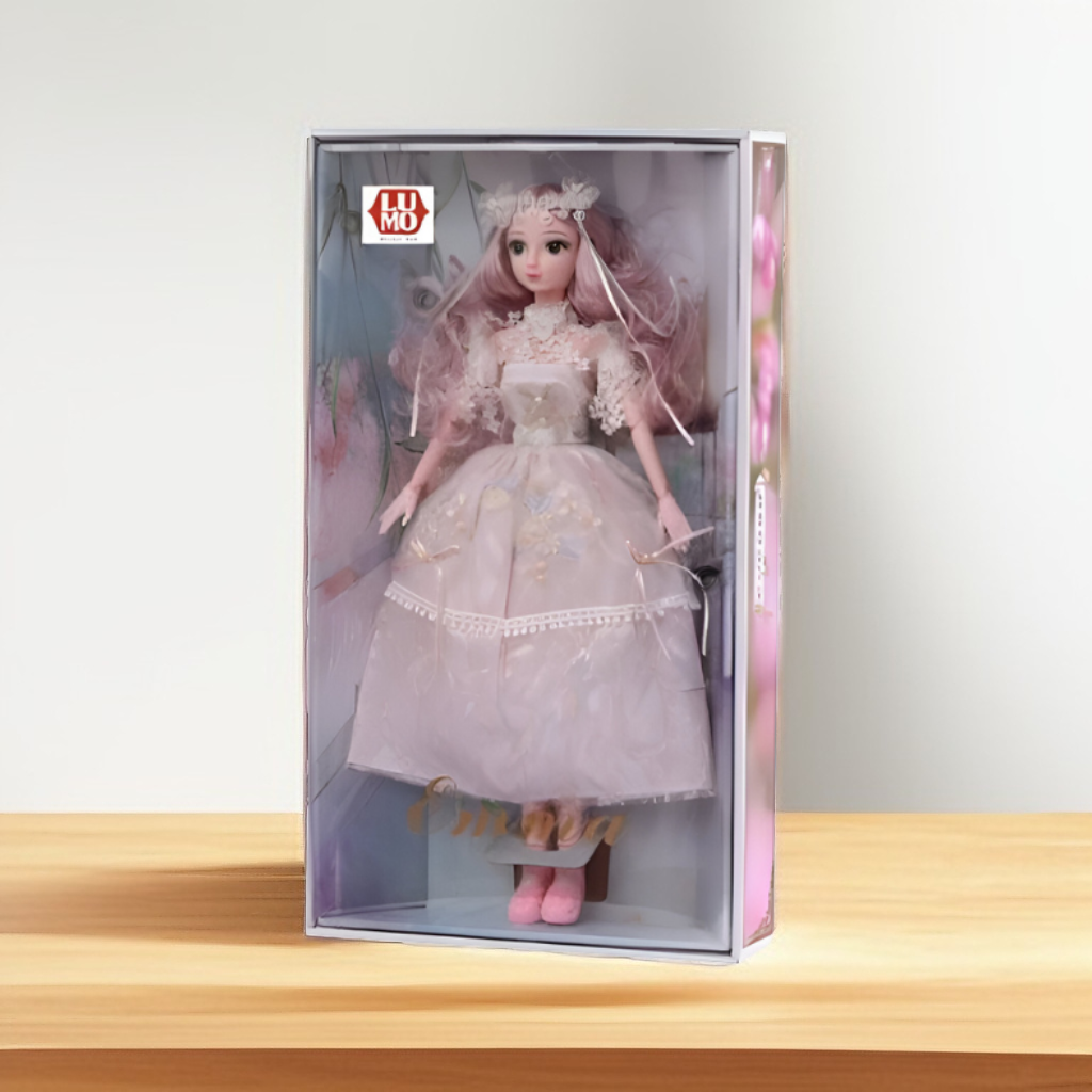 Collectible Fantasy Princess Doll with Pastel Pink Hair | Elegant Fairy Wedding Dress Toy LMI10475