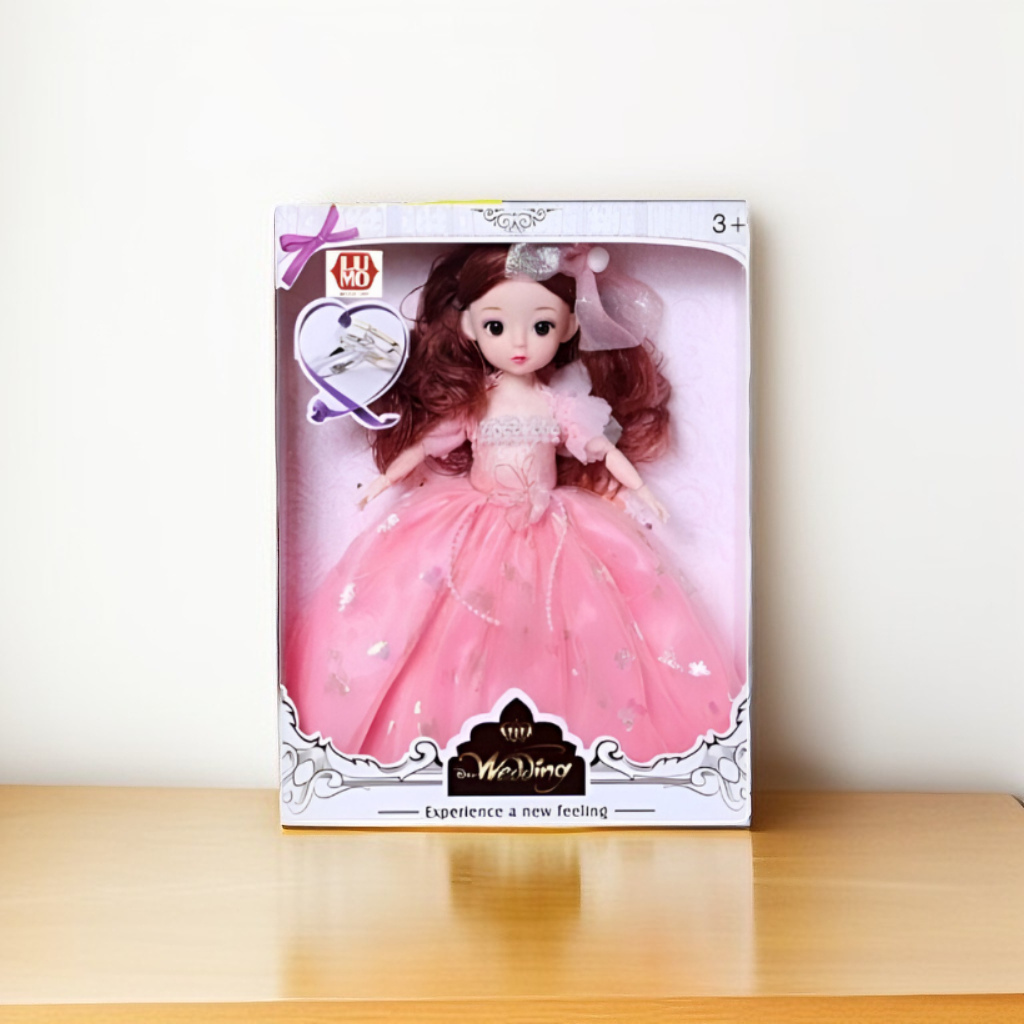 Elegant Princess Fashion Doll in Pink Ball Gown | Long Silver Hair Wedding Dress Toy LMI10448