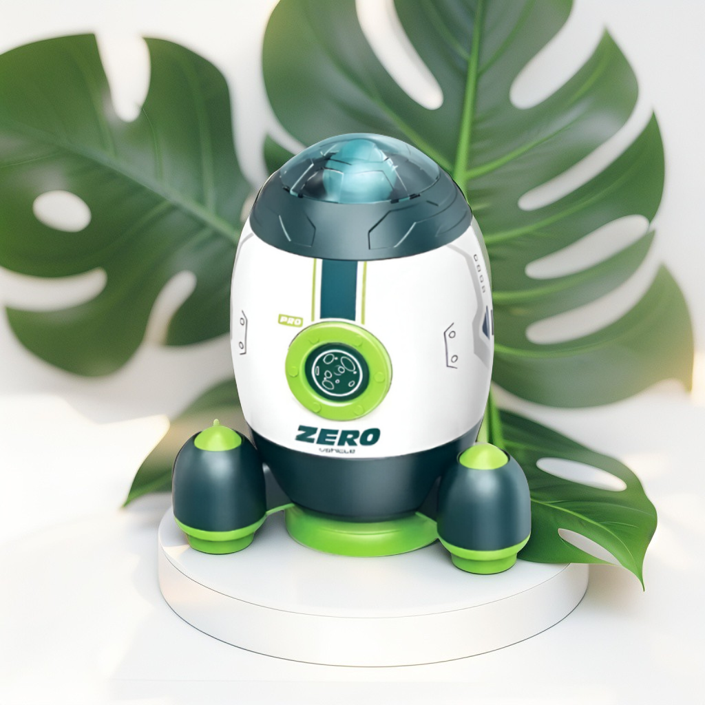 "ZERO" Space Capsule Building Kit | White & Green Rocket Pod Model Toy LMI12604