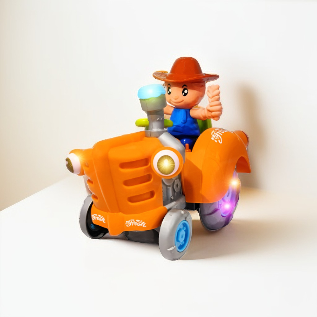 Interactive Bump & Go Toy Tractor with Flashing LED Lights & Music | Battery-Operated Farm Vehicle LMI13721