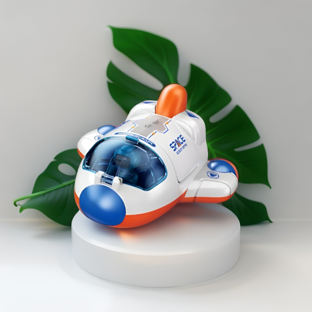 Mini Space Shuttle Building Kit | Orange & Blue Spaceship Model for Kids LMI12604