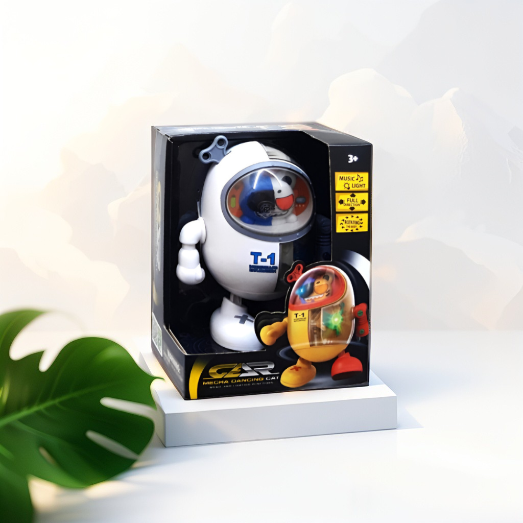 Dancing Cat Robot Toy T-1 - Musical Light-Up Walking Cat with Music, Lights & Fun Movements | Best Interactive Singing Toy Yellow LMI15397.