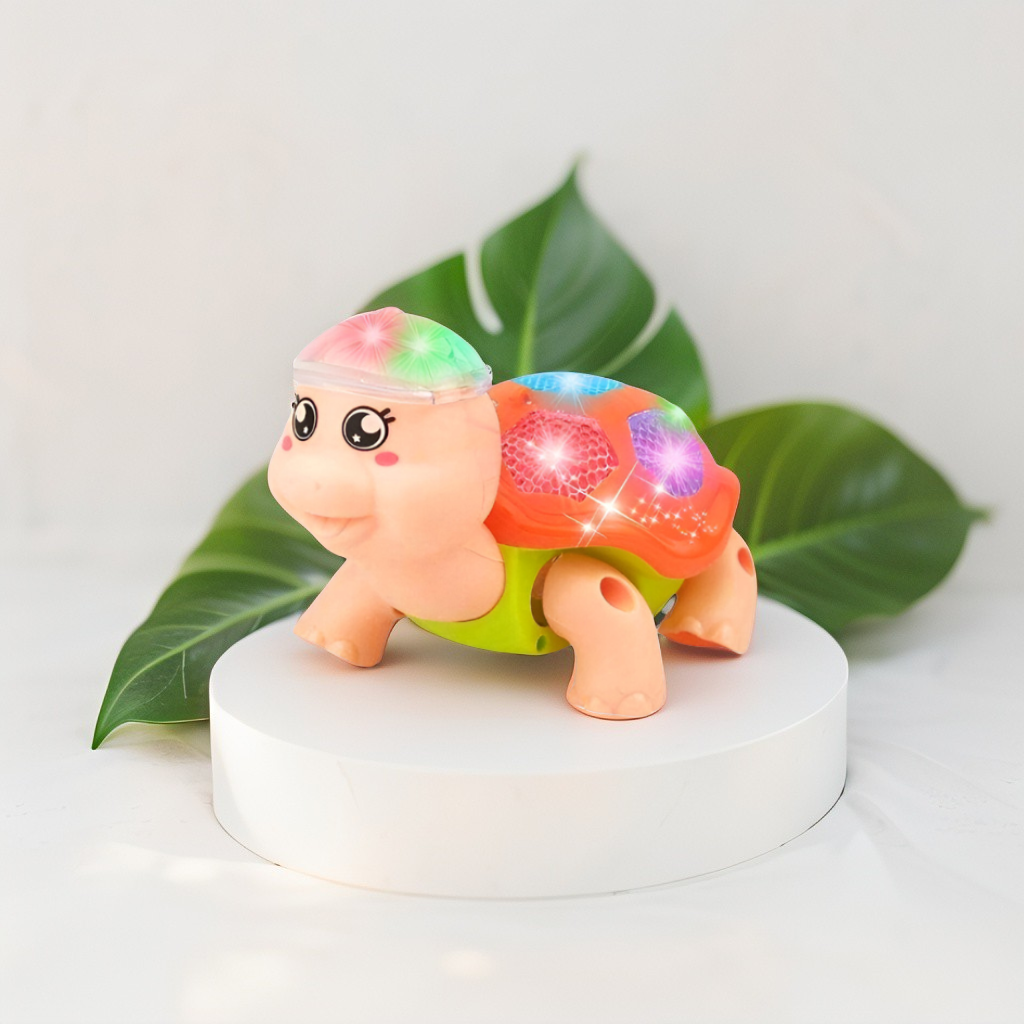 Mr. Tortoise – Electric Reptile Walking Tortoise Toy for Toddlers | Light-Up Shell, Music & Movement Toy Peach LMI15047.