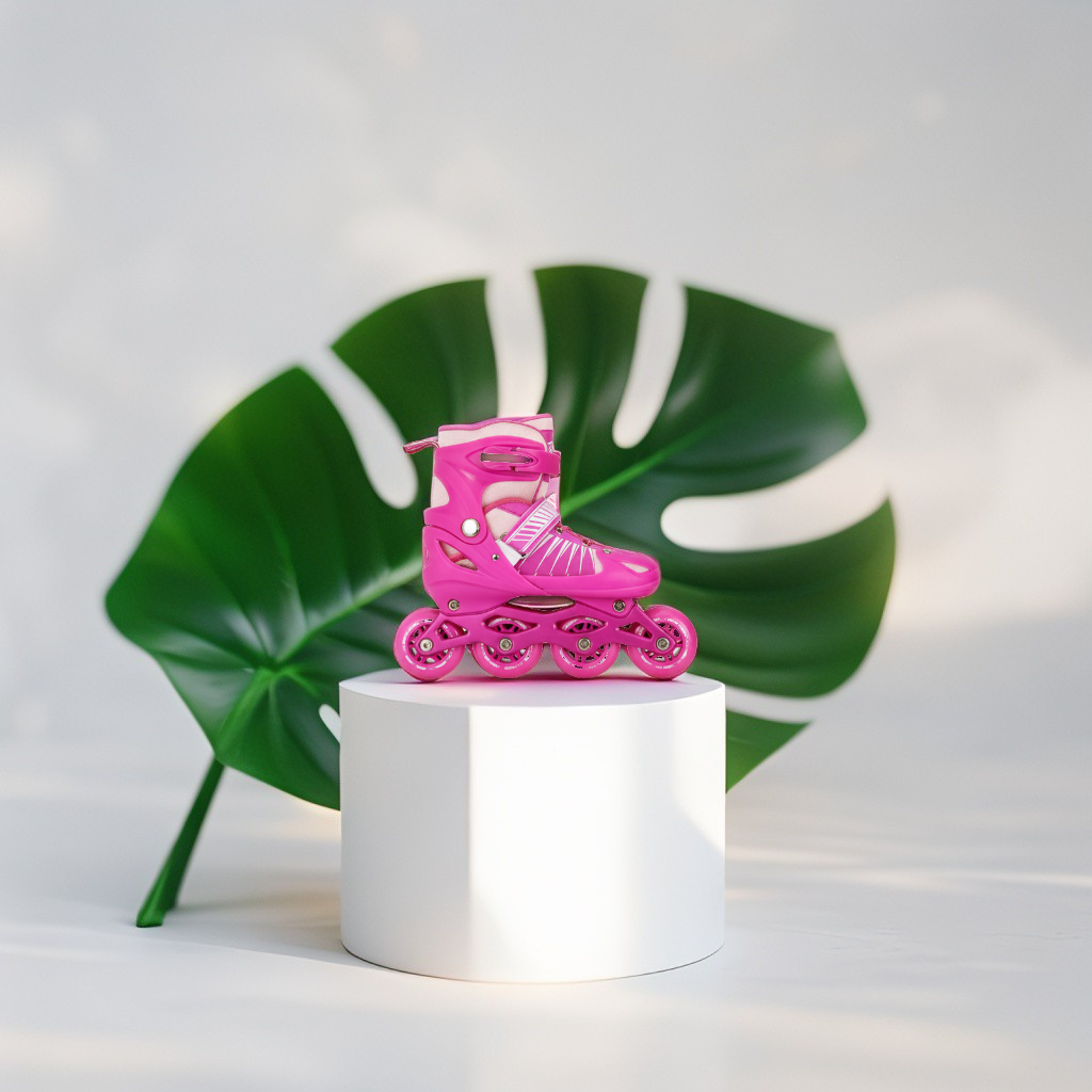 Pink - Pro-Grade Adjustable Inline Roller Skates with Flashing LED Light-Up Wheels - Unisex Design LMI10785