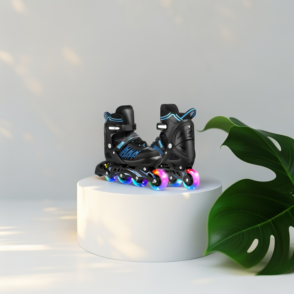 Pro-Grade Adjustable Inline Roller Skates with Flashing LED Light-Up Wheels - Unisex Design LMI10786