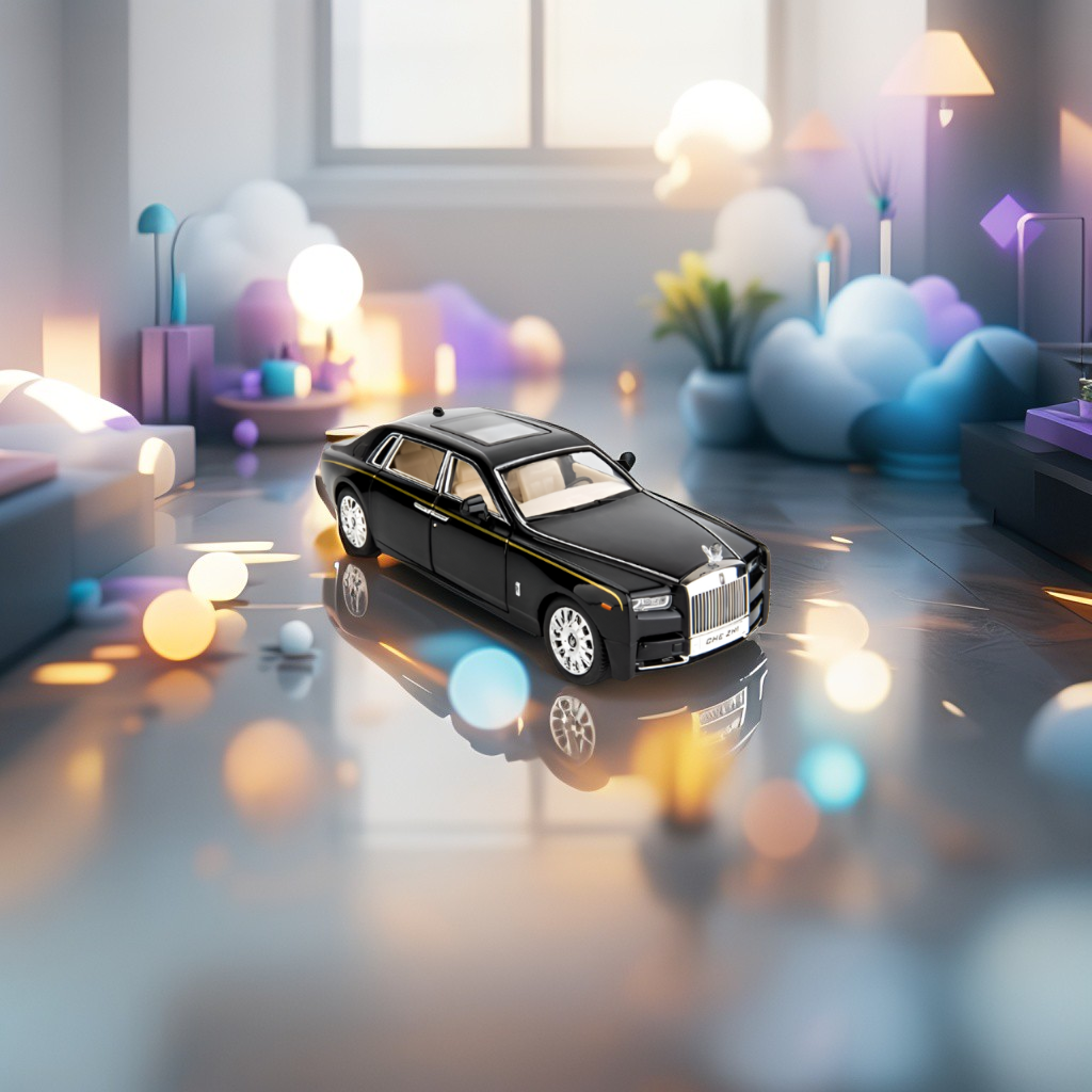 Black Rolls-Royce Phantom Diecast Model Car 1:18 Scale | Luxury Sedan Toy with Lights & Sound LMI15603
