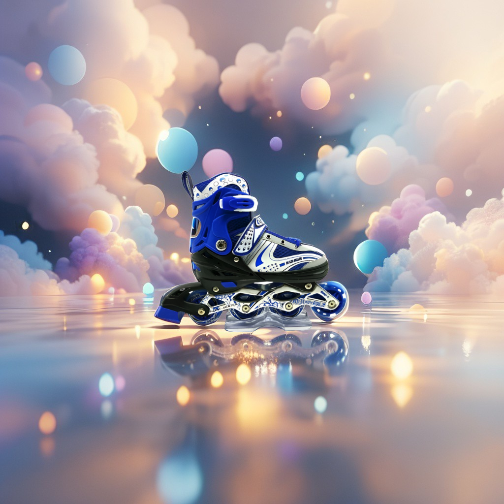 Sparkle Blue Inline Roller Skates - Extendable Kids' Skates for Girls - White/Grey Accents LMI10750