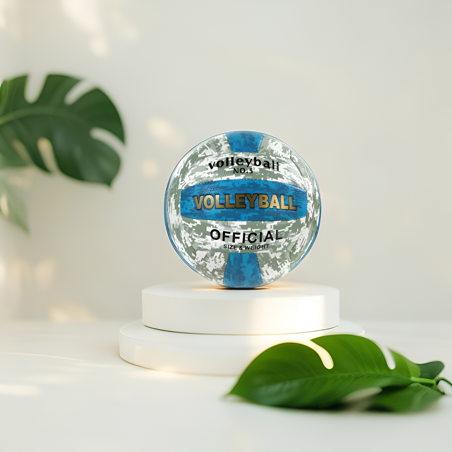 Volleyball Official Size 5 – High-Contrast Grey & Blue Camo Design | Durable Indoor & Outdoor Volleyball LMI13143.