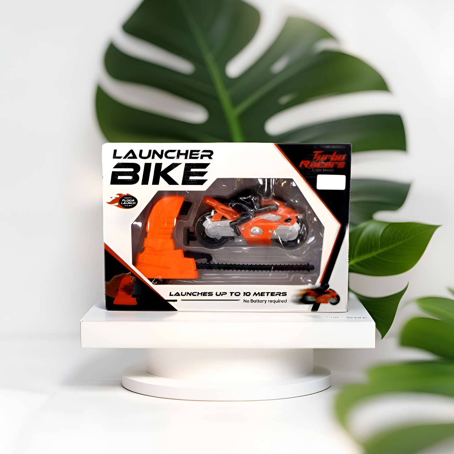Speed Launcher Bike Toy – Orange Friction Powered Stunt Motorcycle with Trigger Launcher & Rider Figure LMI700.