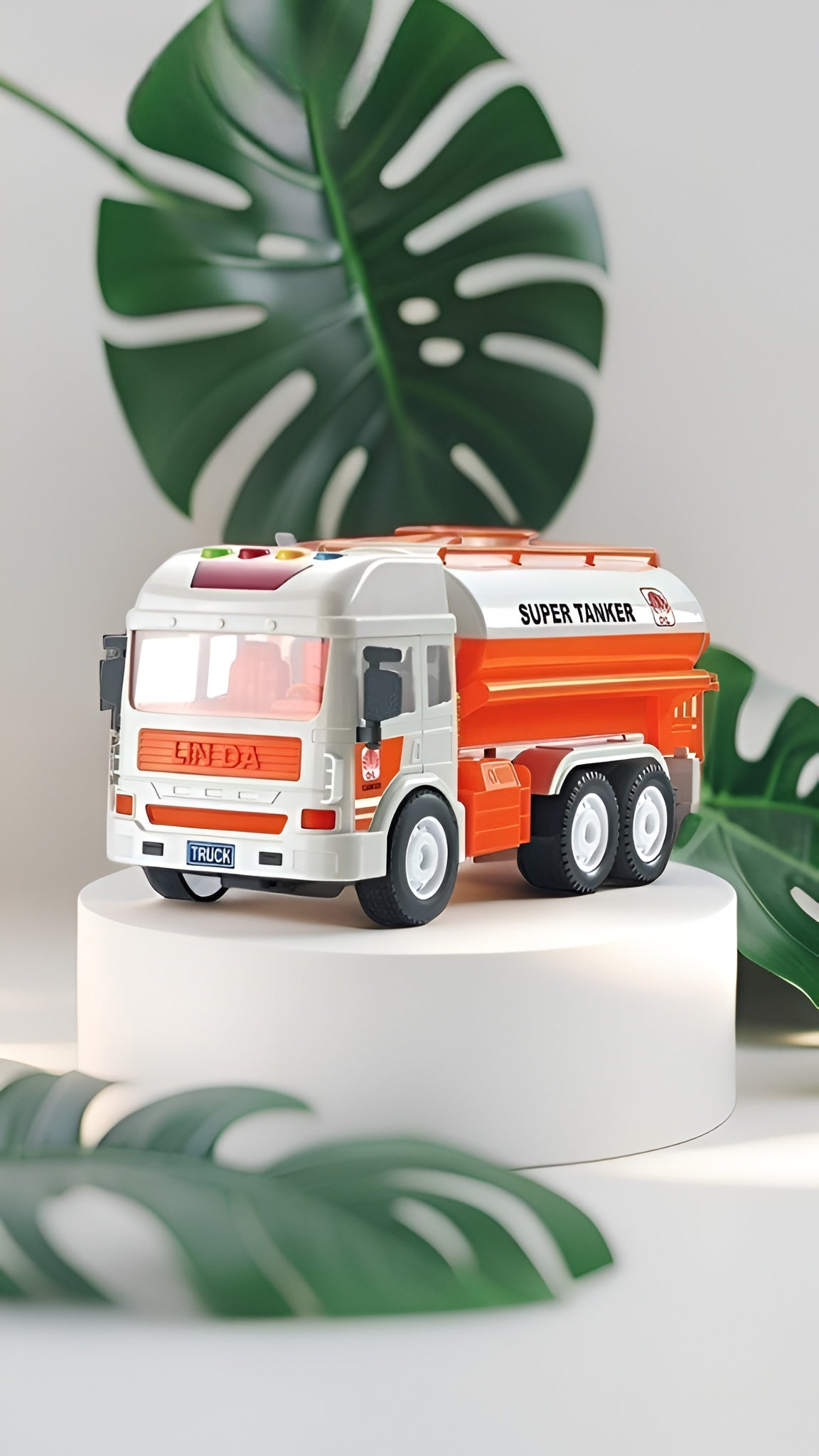 Friction Powered Oil Tanker Toy Truck with Realistic Lights and Sounds – Large 31CM Interactive Fuel Transporter for Kids Ages 3+ TV4928