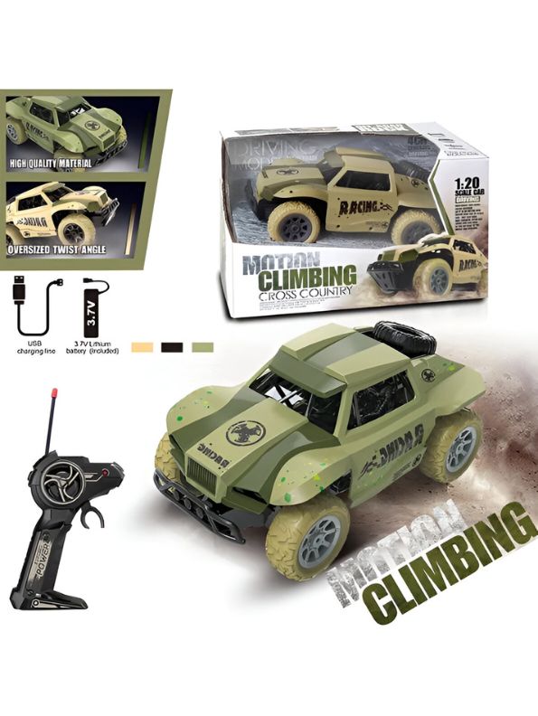 RallyRider X1 1:20 Scale Remote Control Mini Jeep – 4WD Mud Slinger Rock Crawler Truck Toy for kids.