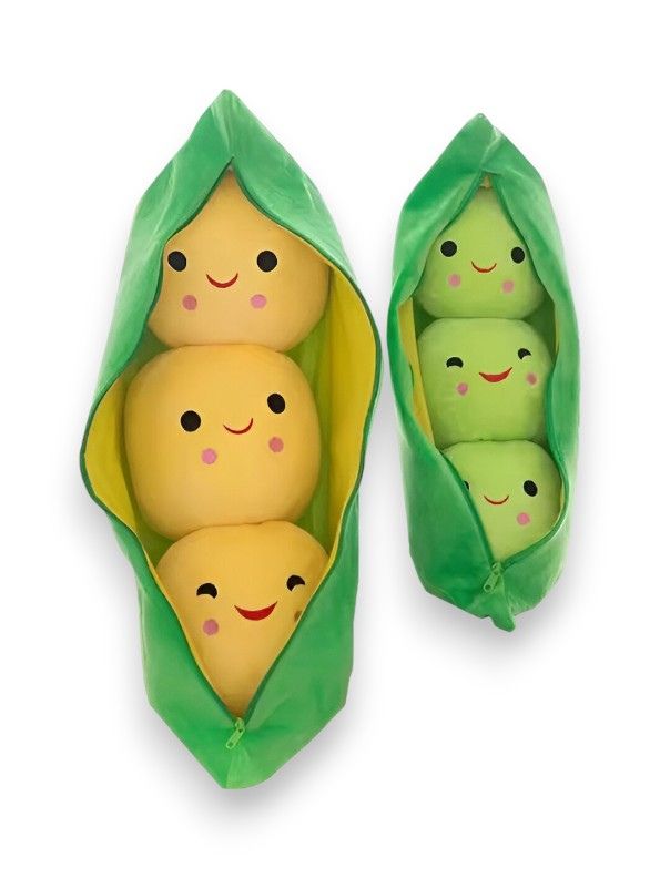 GREEN - Smiley Pea Pod Plush Toy – 25cm Detachable Bean Set | Cute Stuffed Vegetable Toy for Kids - MS14493 (Copy)