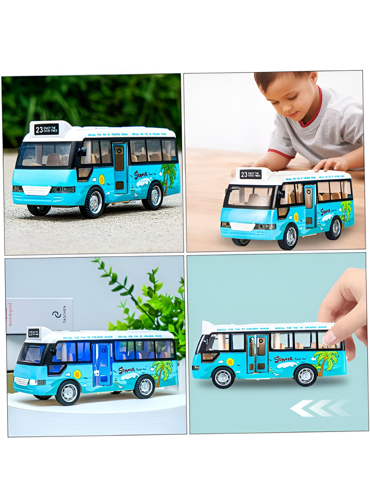 Blue - BlazeBus – Mini School Bus Toy | Diecast with Sound & Lights | Perfect for Boys & Girls - TV4948.