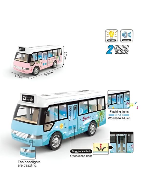 Pink - BlazeBus – Mini School Bus Toy | Diecast with Sound & Lights | Perfect for Boys & Girls - TV4948.