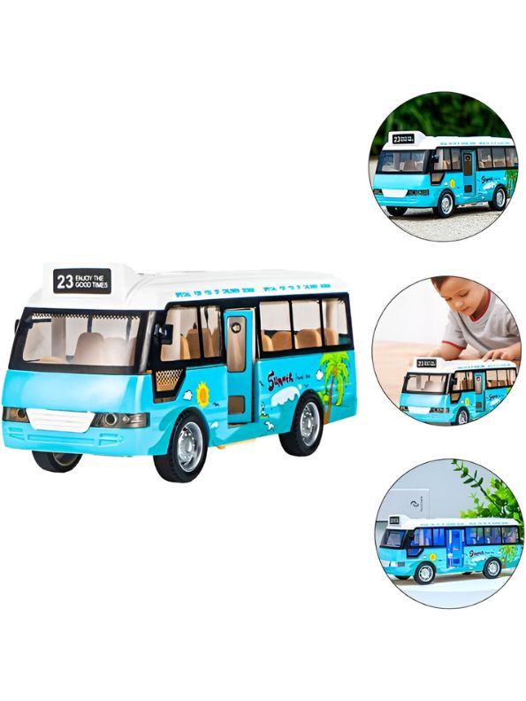 Blue - BlazeBus – Mini School Bus Toy | Diecast with Sound & Lights | Perfect for Boys & Girls - TV4948.