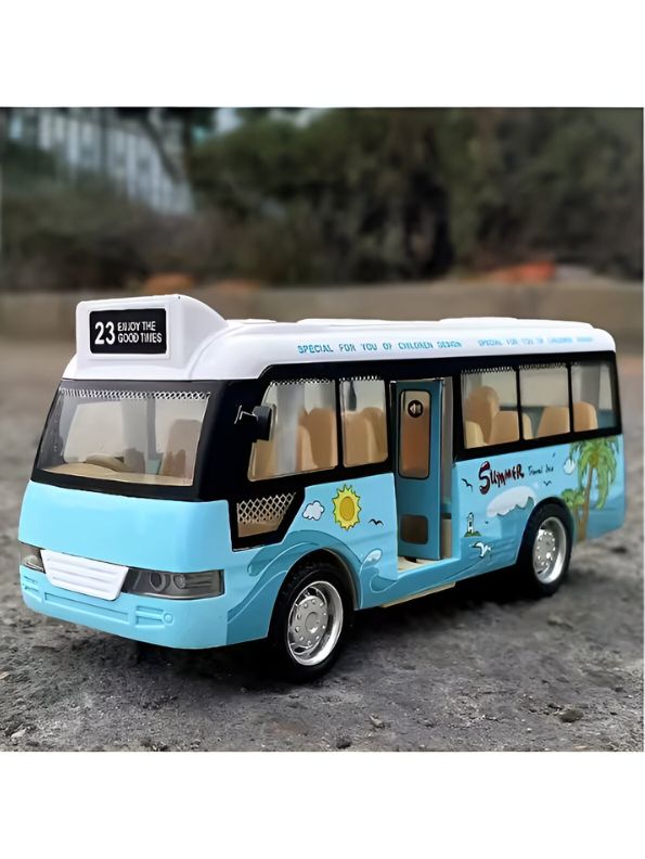 Blue - BlazeBus – Mini School Bus Toy | Diecast with Sound & Lights | Perfect for Boys & Girls - TV4948.