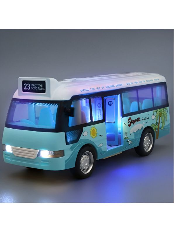 Blue - BlazeBus – Mini School Bus Toy | Diecast with Sound & Lights | Perfect for Boys & Girls - TV4948.