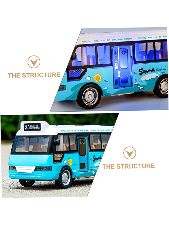 Blue - BlazeBus – Mini School Bus Toy | Diecast with Sound & Lights | Perfect for Boys & Girls - TV4948.