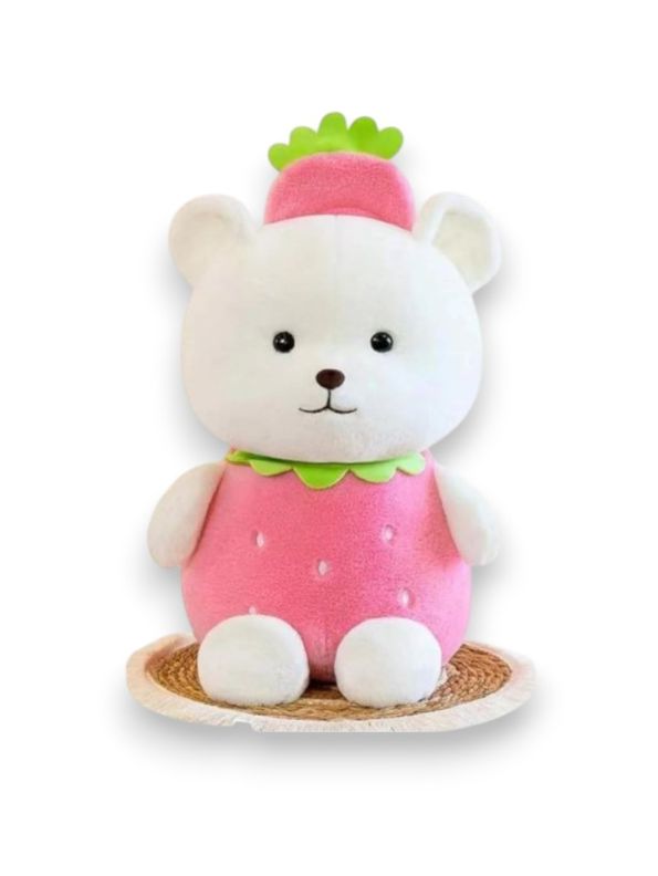 Pink - Strawberry Teddy Bear – Super Soft Plush Toy for Kids | Stuffed Animal | 10 Inches - MS14506.