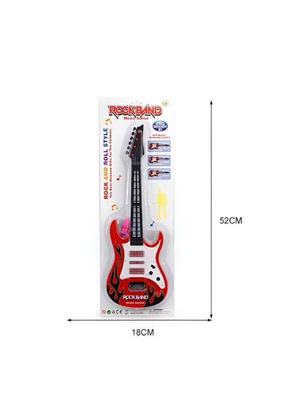 Rockband Musical Toy Guitar – Flashing Lights Plastic Guitar for Kids Entertainment and Learning MS3193