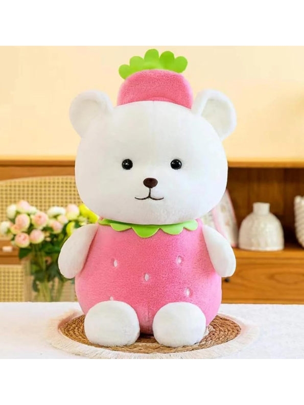 Pink - Strawberry Teddy Bear – Super Soft Plush Toy for Kids | Stuffed Animal | 10 Inches - MS14506.