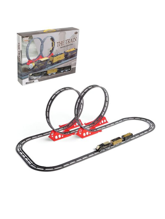 Golden Express – Kids Toy Train Track Set – Battery Operated Railway Toy with Moving Plastic Train Model –  Trackset for Boys & Girls - LMI11804.