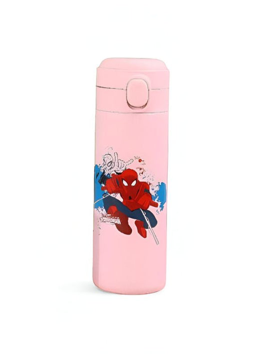 Pink - Spider-Man Stainless Steel Water Bottle 420ml – Leak-Proof, Printed Kids Water Bottle with Lock Lid NOV1563.