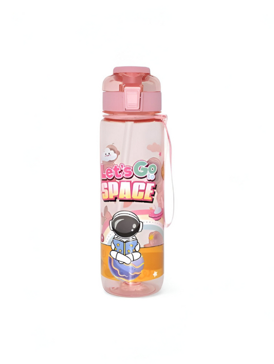 Pink - Kids Water Bottle with Straw | Leak-Proof Astronaut Space Sipper for School & Travel NOVGBT-81