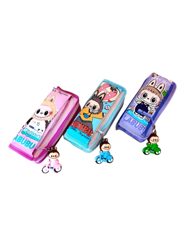 Purple - Trendy POP MART The Monsters Labubu Soft Pencil Case / Pouch with Scooter Keychain NOVHBC-188986